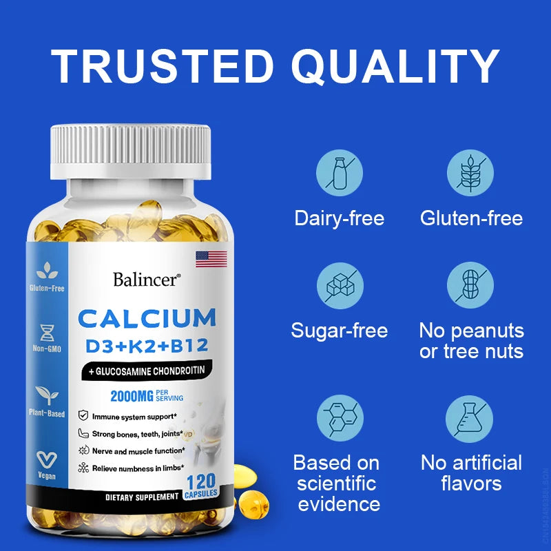Gttend Calcium Supplement with Vitamins D3+K2+B12