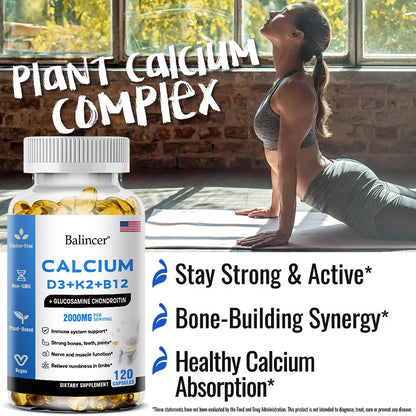 Gttend Calcium Supplement with Vitamins D3+K2+B12