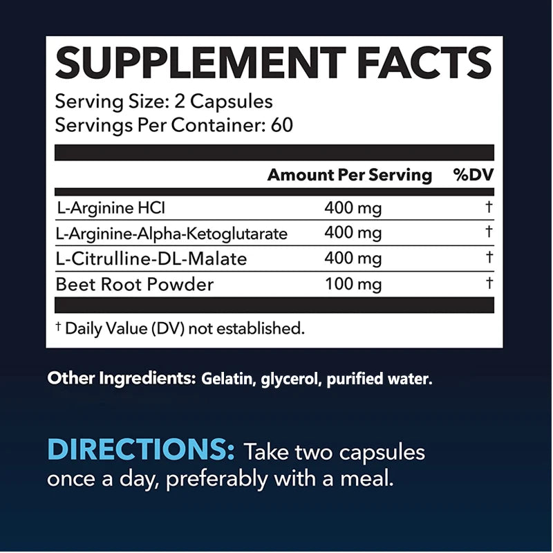 Gttend L-Arginine Supplement - For energy, strength and endurance support during exercise | Muscle Mass, Non-GMO