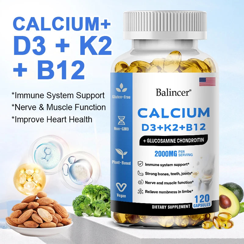 Gttend Calcium Supplement with Vitamins D3+K2+B12