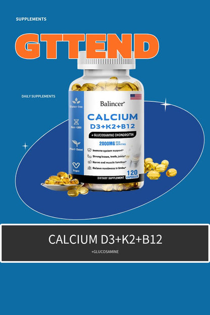 Gttend Calcium Supplement with Vitamins D3+K2+B12